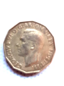 George V1 Messing Threepence Münzen - Bild 1 von 6