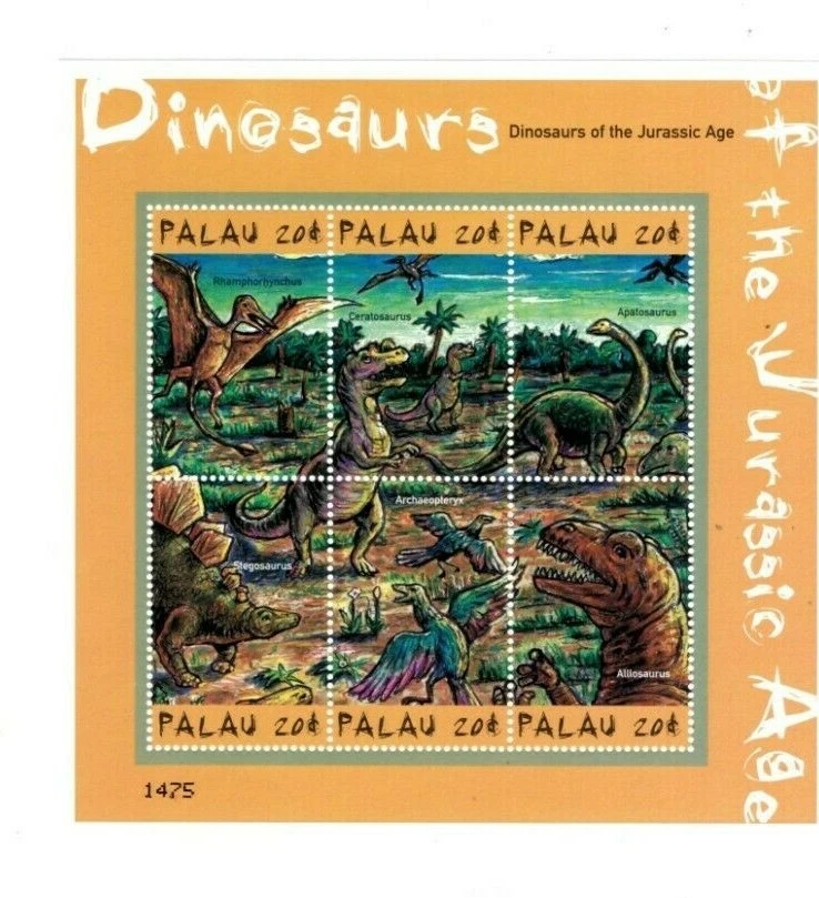 Palau - 2000 - Dinosaurios - Hoja de seis - MNH Foto 1 de 1
