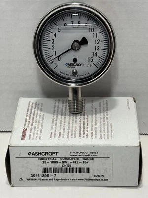 Ashcroft Duralife 316 Stainless Steel Pressure Gauge 25-1009-SWL-02L-15# - Image 1 of 4
