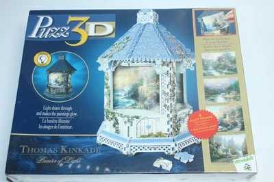 Puzz3D Wrebbit Thomas Kinkade Painter Of Light Gazebo Lights Up 3D Puzzle NEW - Image 1 of 4