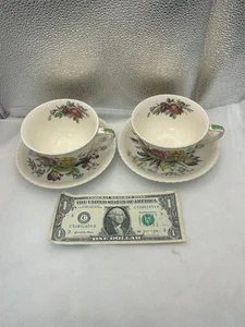 Taza y platillo Windsor Ware (B) ramo de jardín vintage Johnson Brothers de 4 piezas - Imagen 1 de 9