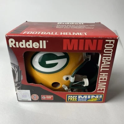 Minicasco de fútbol americano vintage Green Bay Packers Riddell NFL con protector bucal Foto 1 de 4