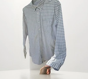 LL Bean Shirt Men 16.5 White Pink Check Long Sleeve Button Up Slightly Fitted - Picture 1 of 19