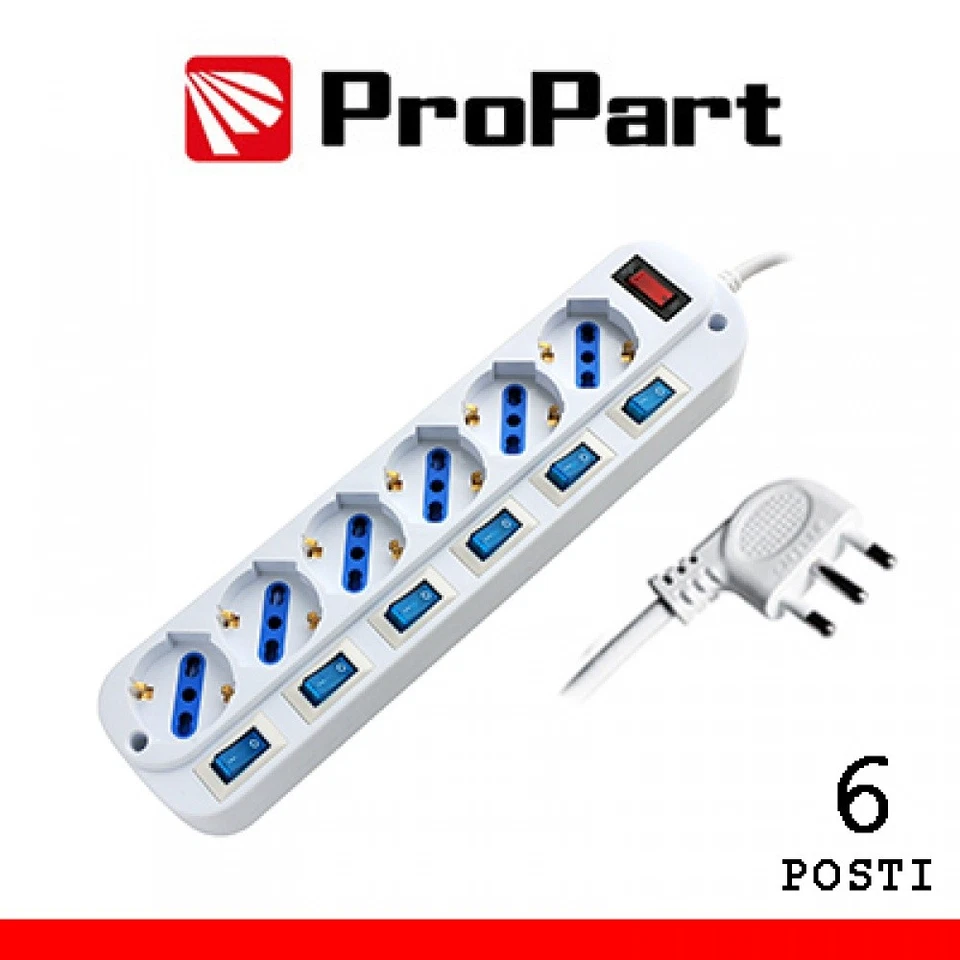 Multipresa Interruttore Singolo 220-240 Volt 6 prese Bipass Lif Pem203056aw