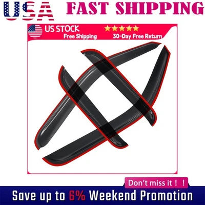 Window Visor Fits GMC Sierra Extended Cab 1999-2006 JDM 4x Black 4pcs Tape-on - Изображение 1 из 4