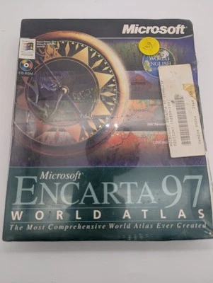 Encarta 97 World Atlas English Edition Microsoft 1996 Big Box PC CD New Sealed - Image 1 of 4