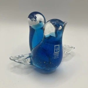 MDINA ART GLASS Love Birds FIGURA DE VIDRIO DE ARTE FIRMADA Azul 2007 con etiqueta *Leer - Imagen 1 de 14