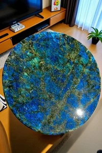 30" Round Labradorite Stone Coffee Table Crystal Healing Gemstone Countertop Dec - Picture 1 of 9