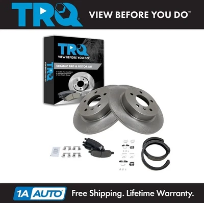 TRQ Rear Ceramic Brake Pad & Rotor Kit Fits 2006-2010 Cadillac DTS - Image 1 of 4