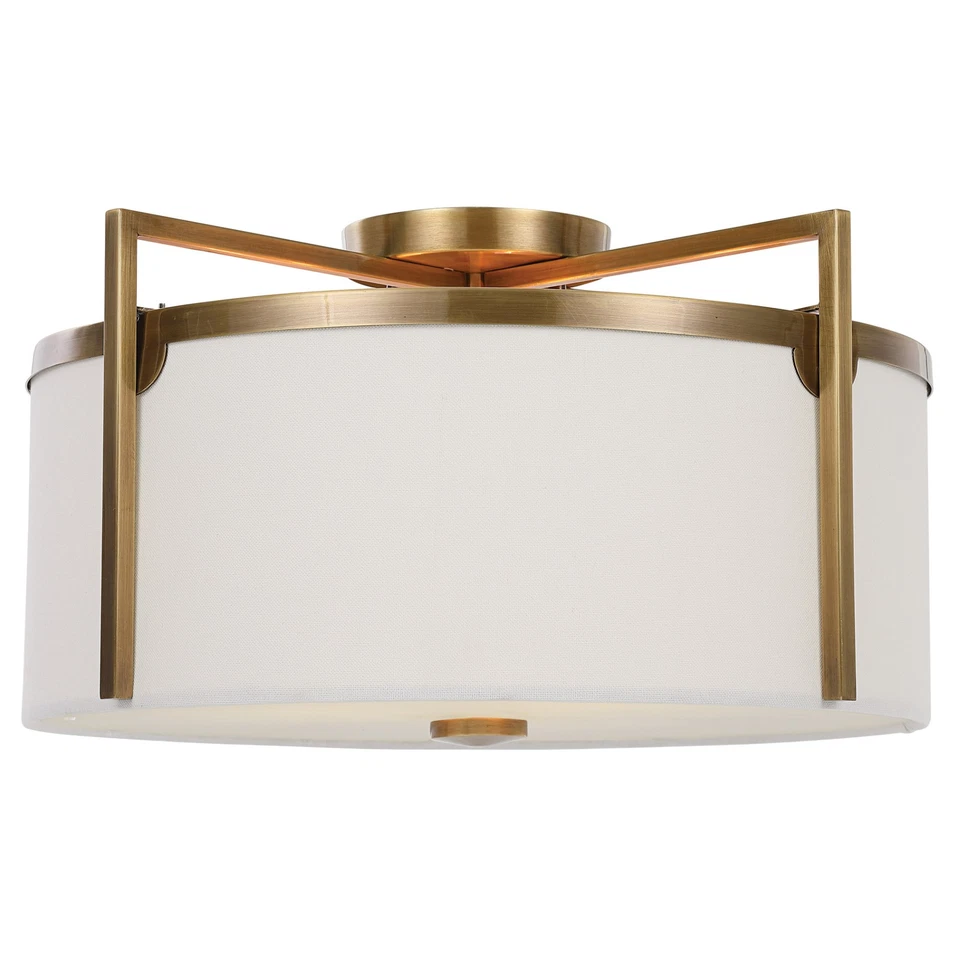 Uttermost 22283 Colfax 3 luces 21" W techo de tambor semi-enjuagado - latón Foto 1 de 1