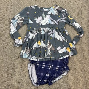 POSH PEANUT Baby Girl's 2 Piece Forrester Long Sleeve Peplum Top & Bloomers Set - Picture 1 of 7