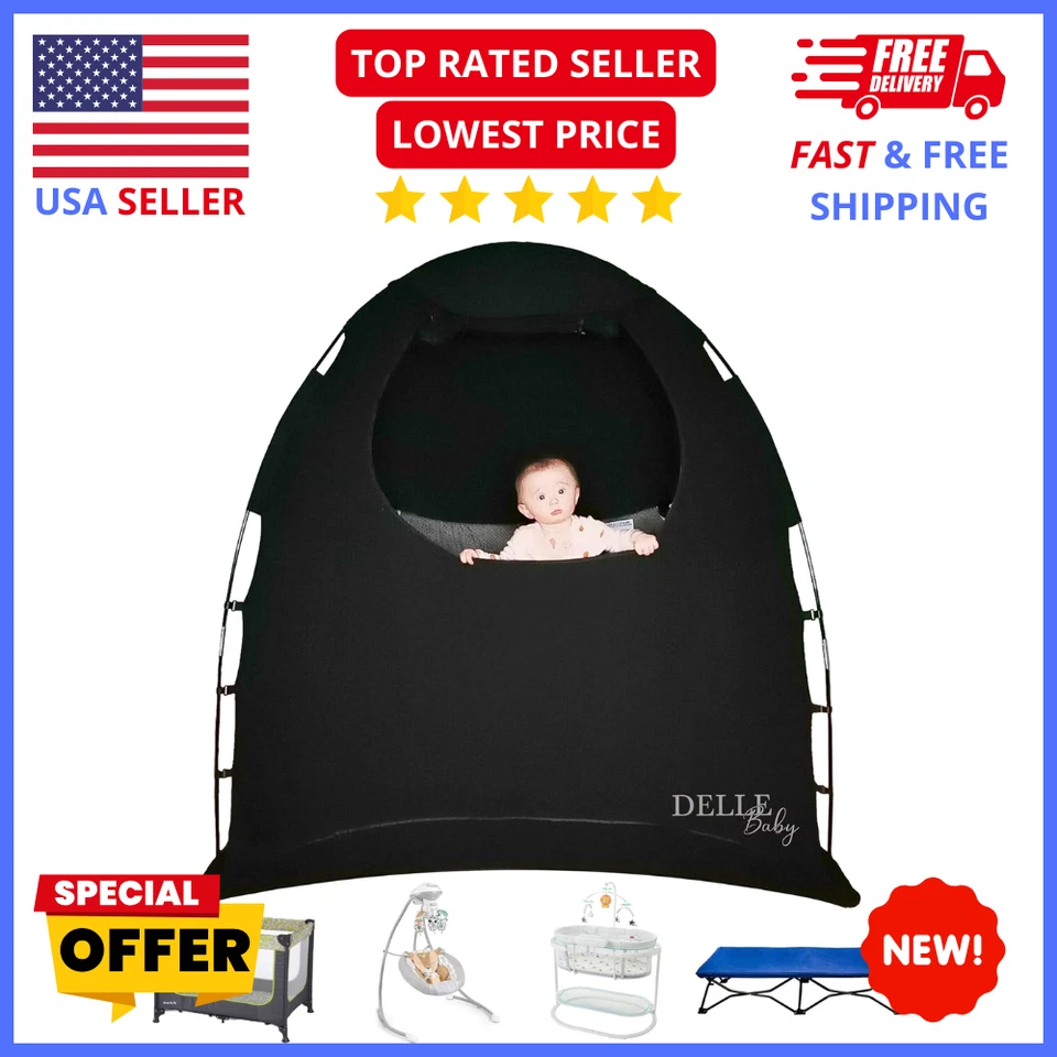 Slumber Pod Blackout Tent for Pack and Play – Portable Baby Sleep Pod Crib Cover - Image 1 of 4