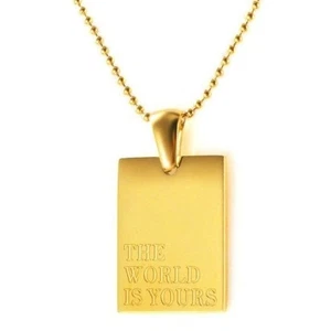 Collar Colgante The World Is Yours Chapado en Oro 18K Acero Inoxidable - Imagen 1 de 7