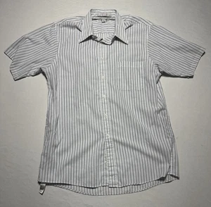 Camisa corta vintage Etienne Aigner para hombre a rayas con botones delanteros 15,5 hecha en EE. UU. S - Imagen 1 de 5