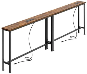 5.9 Inch Narrow Console Table with Outlet, Sofa Table Set of 2, Total Length ... - Imagen 1 de 8