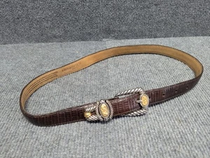 1995 Brighton Museum Collection Belt Brown Croc Leather Womens M 37809 Pegasus - Picture 1 of 7