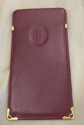 De colección CARTIER Must De CASE LISO Rojo CUERO GAFAS DE SOL ESTUCHE BLANDO Foto 1 de 4