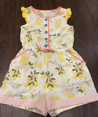 Matilda Jane Girls 6 6Y Adventure Begins Let's Make Lemonade Lemons Romper EUC - Image 1 of 4