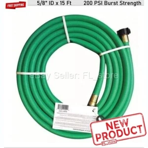 Manguera de jardín utilitaria reforzada de 15 pies 5/8" ID 200 PSI PSI resistencia a ráfagas PVC NUEVO - Imagen 1 de 10