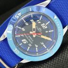OLD REFURBISHED WINDING SWISS MENS WRIST BLUE DIAL WATCH 573-a274318-3
