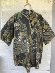 Browning Short Sleeve Shirt XL Camo Button Down Cotton Blend Mid Weight Pockets - Picture 1 of 15