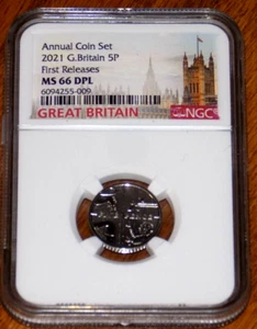2021 GREAT BRITAIN 5P NGC MS 66 DPL Annual Coin Set MS66DPL 5 Pence UNC Coin - Picture 1 of 4