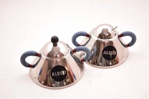 ALESSI Alessi Sugar Bowl & Creamer Michael Graves Blue Handles NO SPOON - Picture 1 of 12
