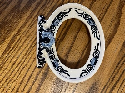 Holland Floral Blue and White Handpainted Ceramic Wall Mount Towel/Soap Holder - Image 1 of 4