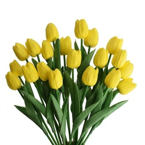 20pcs Artificial Tulips Flowers Fake Faux PU Tulip Bouquet Real Touch Flower ... - Picture 1 of 7