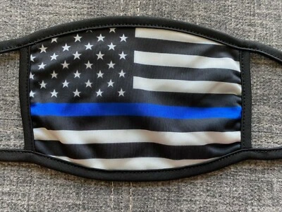 Police Blue Line Flag Face Covering Mask New in package Washable Easy to Breathe - Image 1 of 3