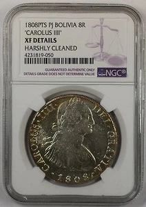 1808-PTS PJ Bolivia 8 Reales Carolus III Silver Coin NGC XF Details Cleaned - Picture 1 of 2