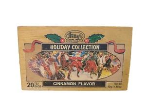 Caja de madera de té de canela vintage Hedley’s Holiday Collection, artesanía VACÍA - Imagen 1 de 10