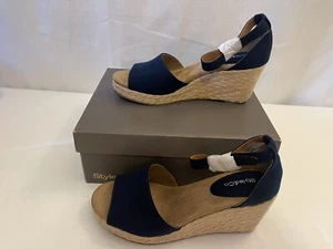 Style & Co Womens Shoes Size 7.5 W Seleeney Wedge Sandels Navy - Picture 1 of 6