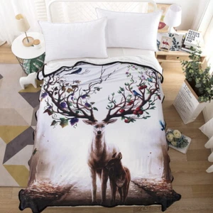 Fruit Deer Warm Thin Comforter Singe Size Blanket Plush Home Decoration Throw - Picture 1 of 8