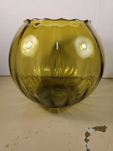 Lovely Pilgrim Glass Olive Optic Fish Bowl MCM - Picture 1 of 7
