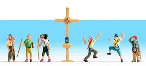 Figurines Noch Tt 45874: Mountain Hikers With Summit Cross - Picture 1 of 1