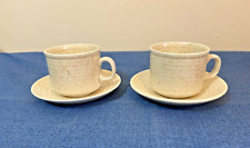 2 Homespun Churchill England  Stonecast Cup and Saucer Sets, Tan with Speckled