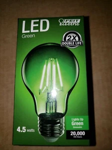 Lot of 2 ~ FEIT Electric Filament A19 E26 (Medium) LED Bulbs Green 30 Watt - Picture 1 of 4