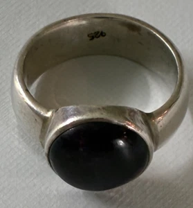 SILBER RING 925 RUND GLATT AMETHYST GROB GR Q STATEMENT STÜCK - Bild 1 von 4