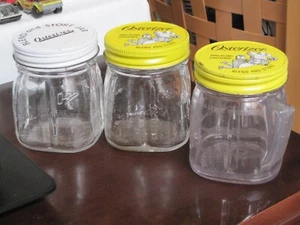 OSTERIZER Lot of 3 Mini Blend & Store Container 1 Plastic 2 Glass Jars with Lids - Picture 1 of 5