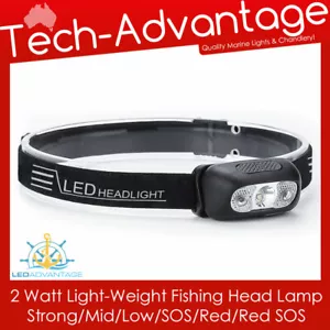 Luz LED negra ligera impermeable para senderismo barco de pesca cabeza antorcha blanca/roja - Imagen 1 de 6