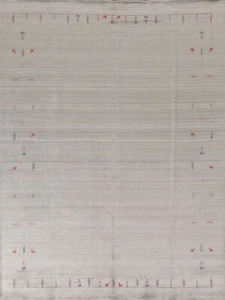 Ivory Wool Rug 8x10 ft.All-Over Gabbeh Oriental Handmade Living Room Area Carpet - Picture 1 of 12