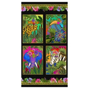 Laurel Burch Earth Song Y4016 3M Negro Metálico Digital 24" Panel Tela - Imagen 1 de 2