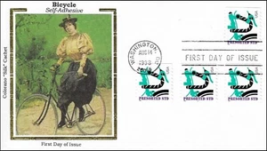 Bicycle Vintage Women's Bicycle Self-Adhesive Stamps USA Colorano Silk FDC 1998 - Picture 1 of 1
