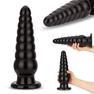10" Ribbed Huge Extra Large Super Big Anal Stretcher Butt Plug Dildo Sex Toy - Picture 1 of 8