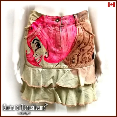 mujer mini falda marca de lujo vintage jeans denim casual tendencia pintada skort años 80 Foto 1 de 4
