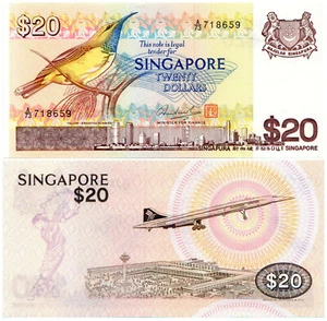 Singapore $20 P#12 (1979) Bird Series Bradbury Wilkinson Mint UNC - Picture 1 of 3