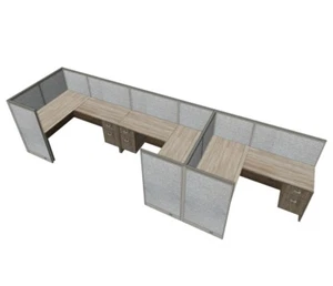 GOF 3P Office Workstation Cubicle w/ Desk (Artisan Gray, 5'Dx18'W x 4', 5',6' H) - Picture 1 of 22