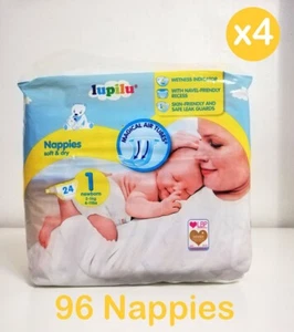 (4er-Pack) Größe 1 Neugeborene Windel weich & trocken - 96 Windeln (2-5 kg/4-11 Pfund) - Bild 1 von 1