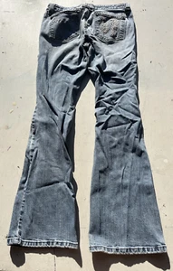 Girl's Vintage No Boundaries Jeans Blue Y2K Flare 7 Junior Embroidery Wide Leg - Picture 1 of 19